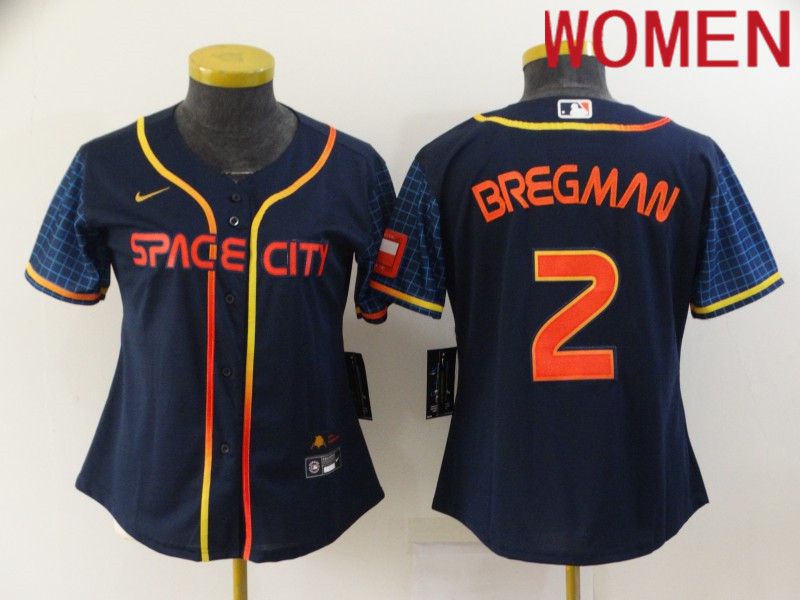 Women Houston Astros #2 Bregman Blue City Edition Game Nike 2022 MLB Jerseys->women mlb jersey->Women Jersey